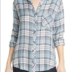 Rails Hunter Top light blue plaid, Size M